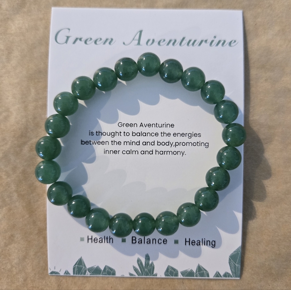 Natural Stone Green Aventurine Bracelet Men Women Handmade Giftable